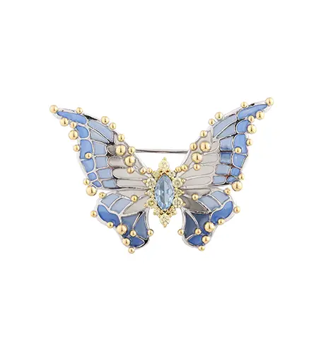 Broche papillon en argent sterling 925 &eacute;maill&eacute; C00470A