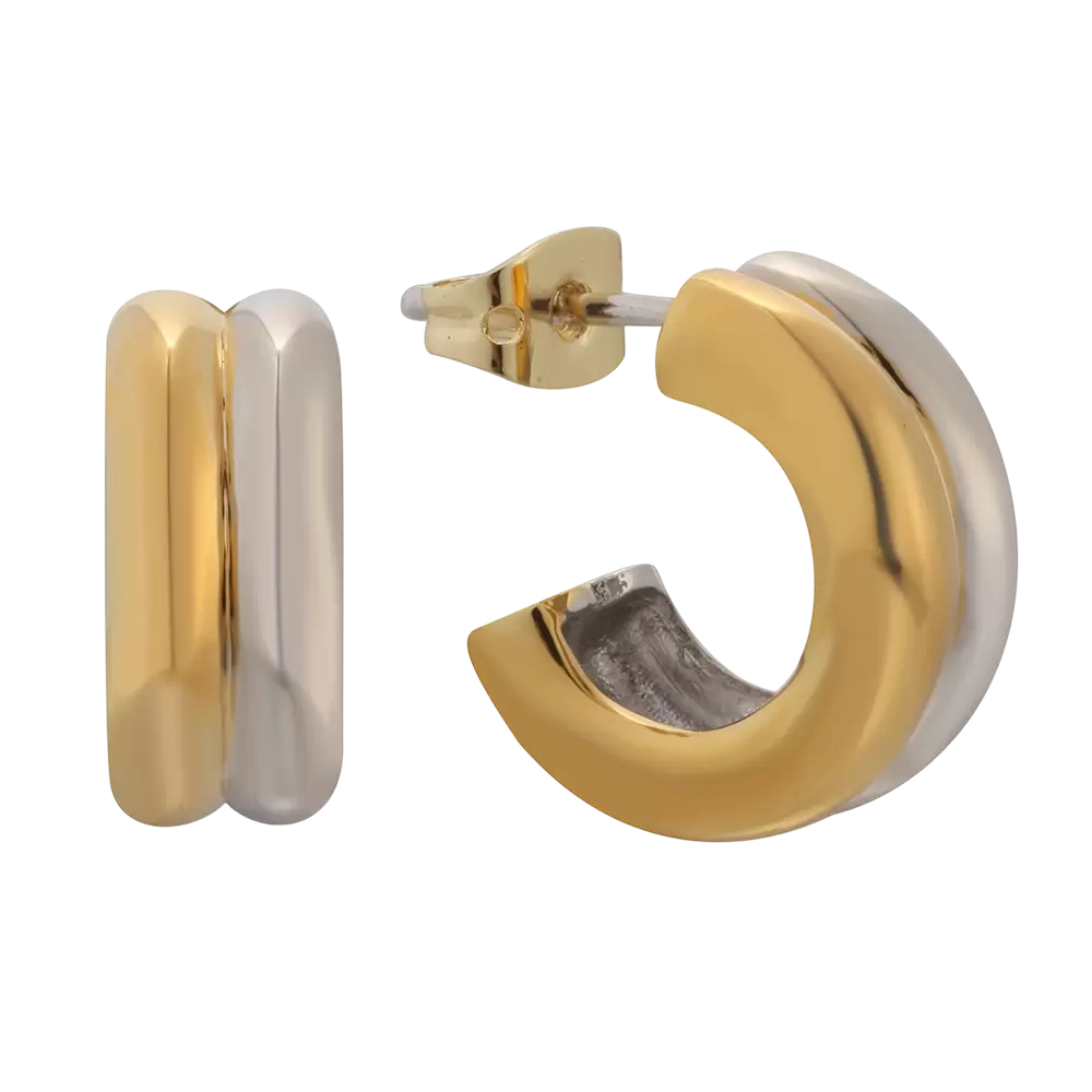 Boucles d'oreilles bicolores en argent sterling 925 E04058K