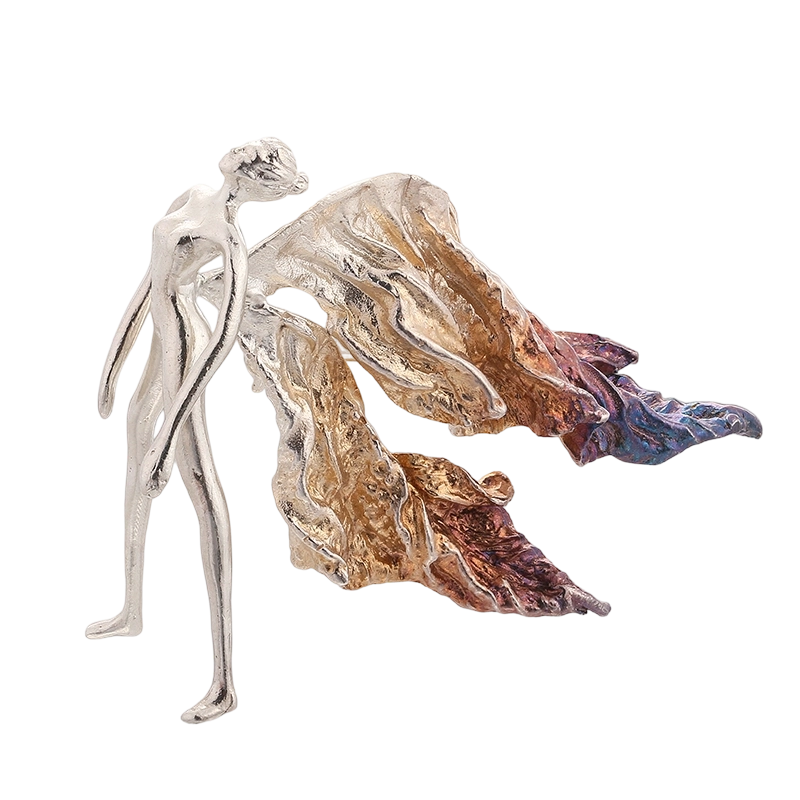 Broche ange en argent sterling 925 faite &agrave; la main (C00611)