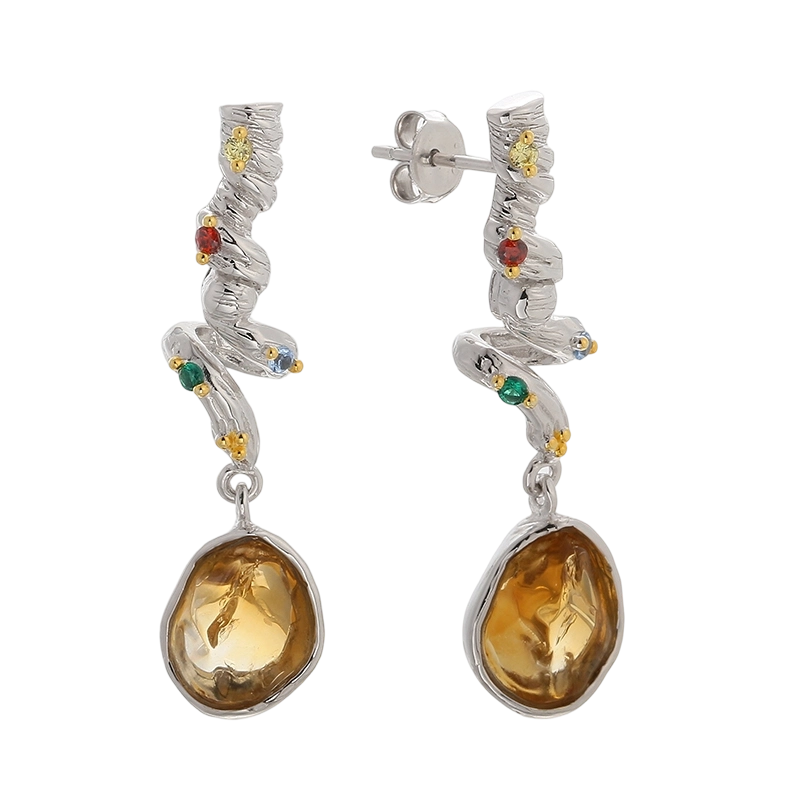 Boucles d'oreilles Critine en argent sterling 925 faites &agrave; la main (YE03624)