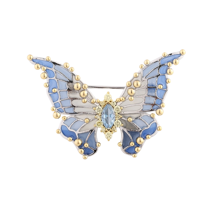 Broche papillon en argent sterling 925 &eacute;maill&eacute; C00470A