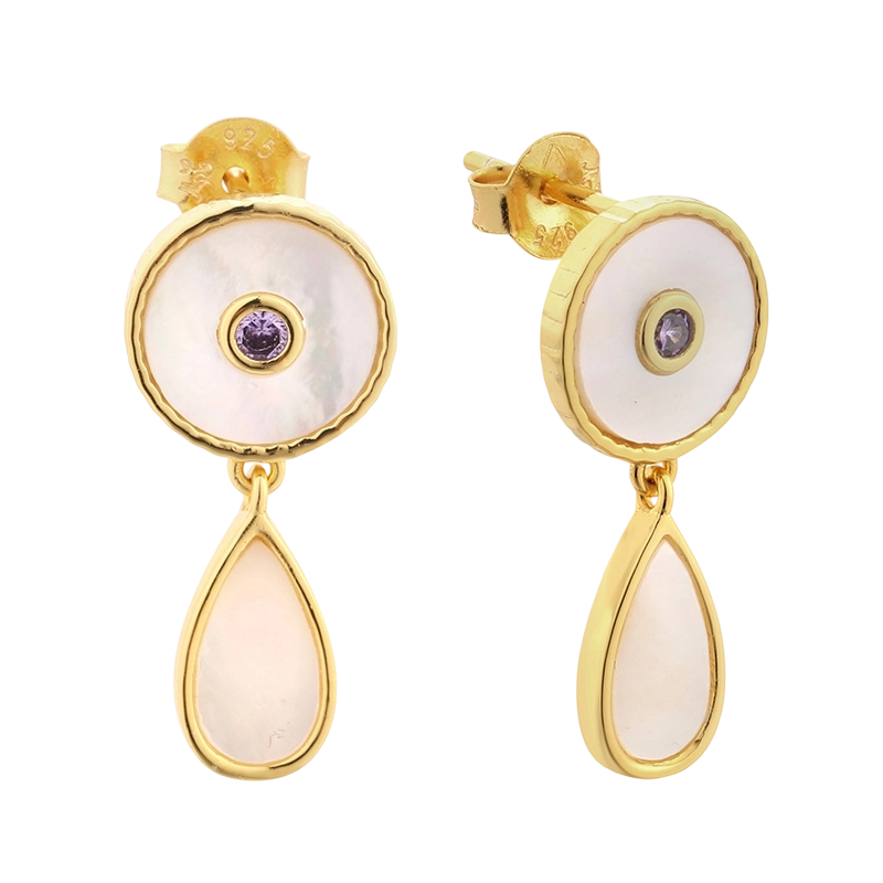 Boucles d'oreilles en argent sterling 925 et nacre E08211