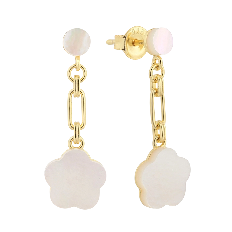 Boucles d'oreilles en argent sterling 925 et nacre (PLE07845)