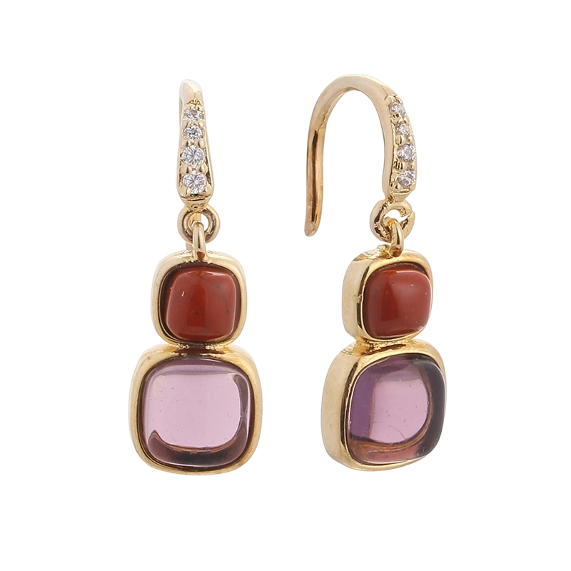 Boucles d'oreilles en argent sterling 925 et jaspe CZ (YE01818)