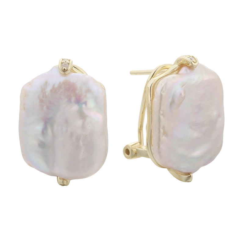 Boucles d'oreilles en argent sterling 925 et perles baroques (PLE07831)