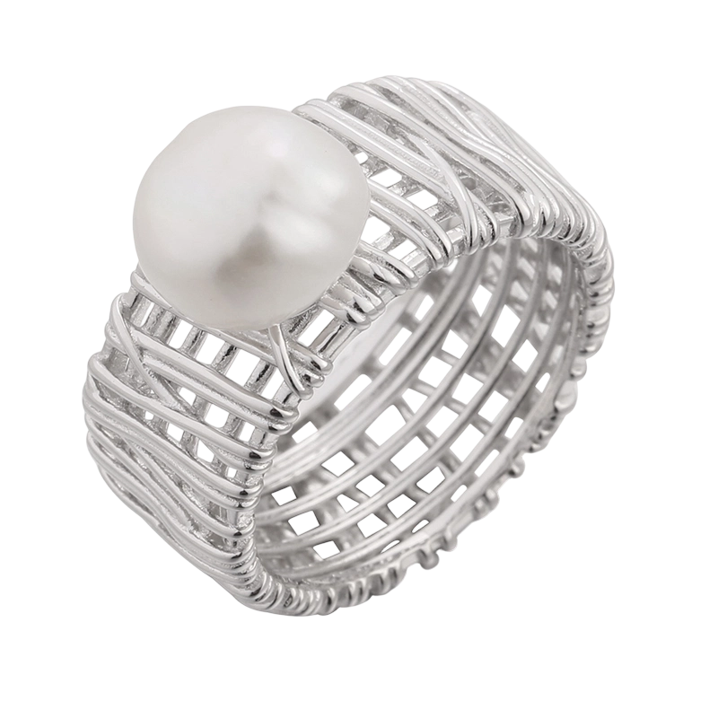 Bague en argent sterling 925 avec perle baroque (YR03378)